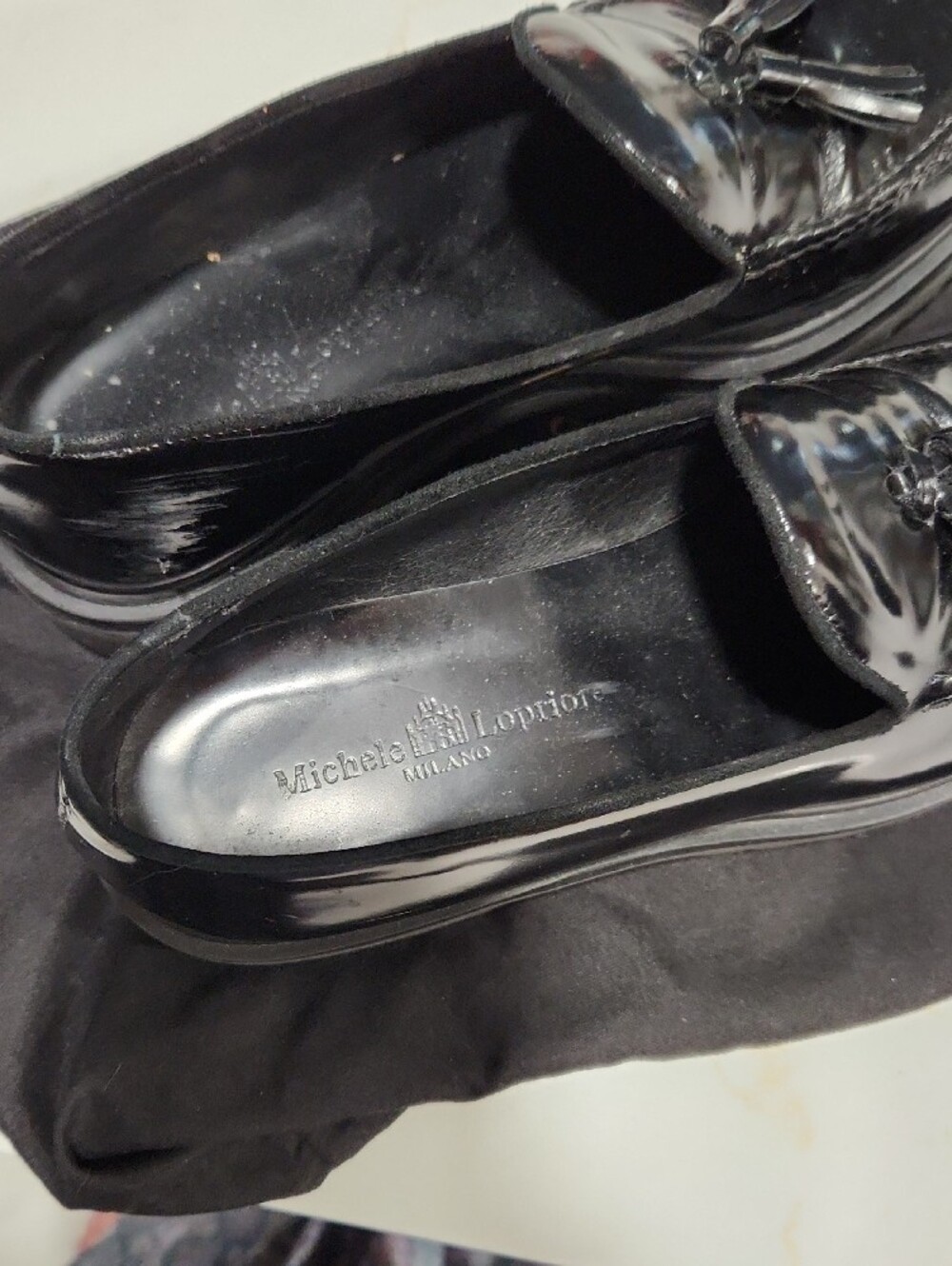 Black Tassel Leather Loafers for Women - Polished Slip-On Flats - Picture 2 of 11